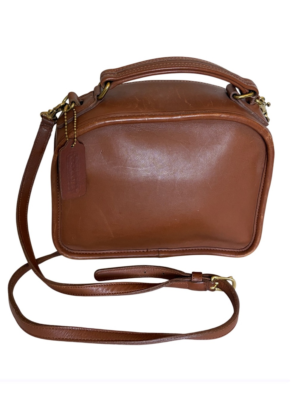 Vintage Coach Lunch Box Zip 9991 British Tan Leather Crossbody - USA Made